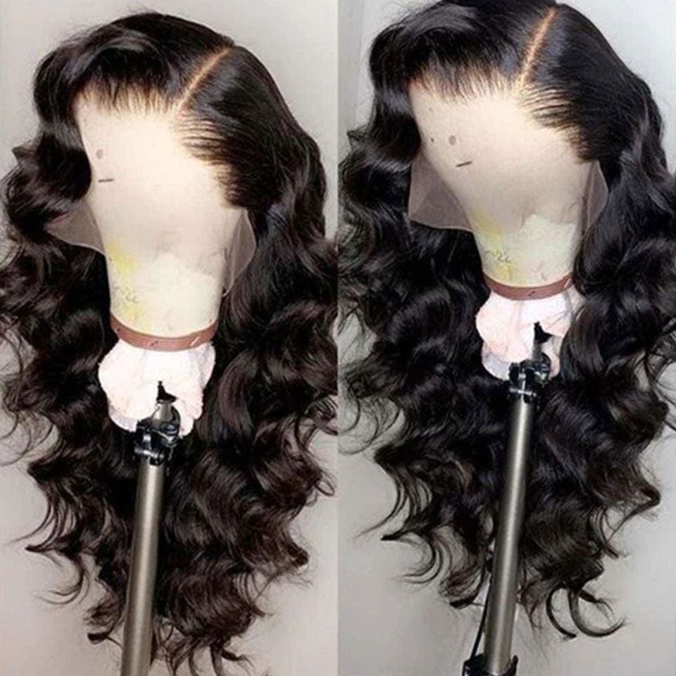 AILUXY 360 Lace Frontal Perruque Loose Wave Longue Noir 100% cheveux humains