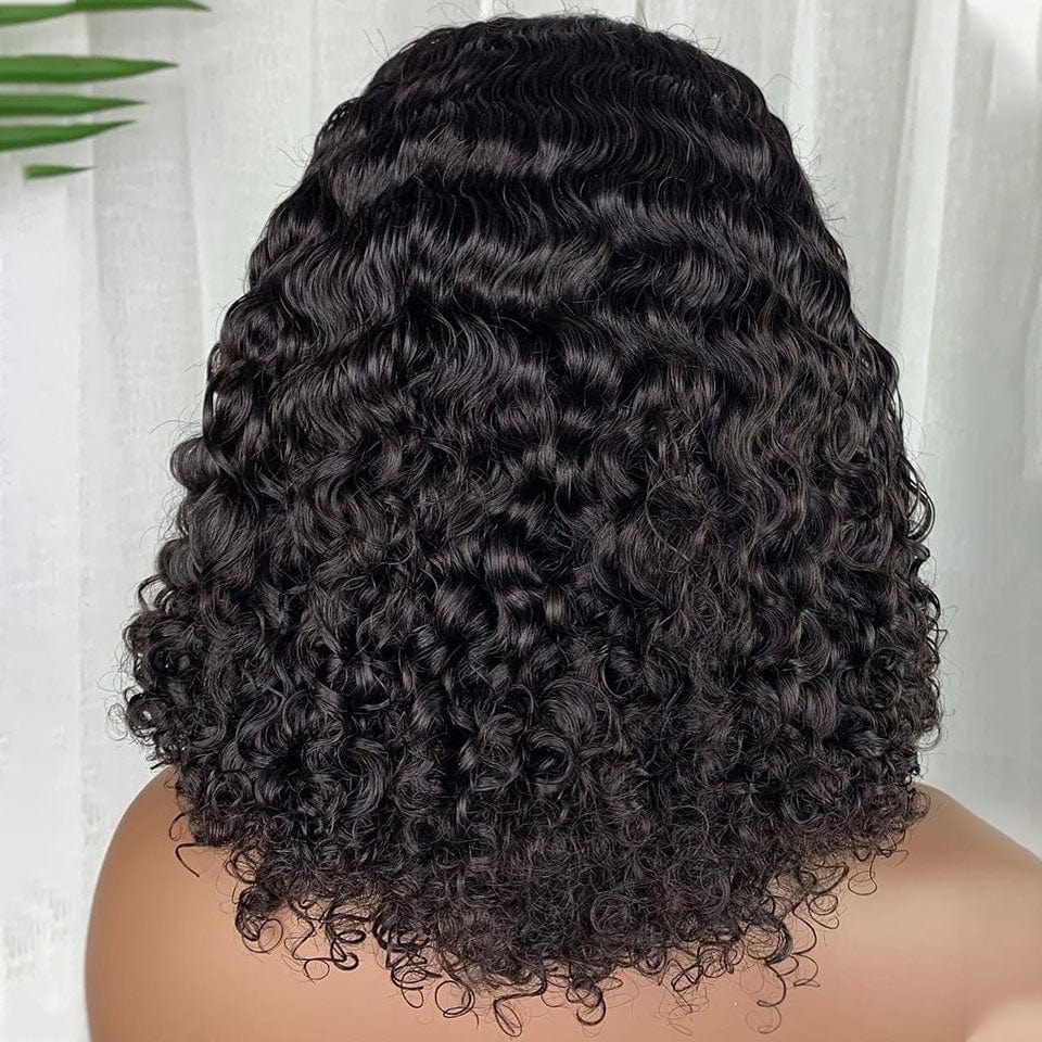 AILUXY 4x4 Lace Closure Deep Wave Bob Perruque 200% densité 100% cheveux humains