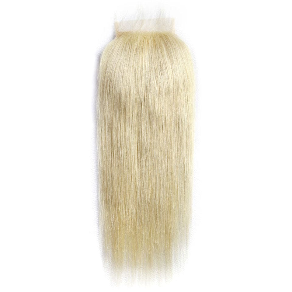 AILUXY Cheveux 4x4/5x5 Lace Closure Lisse Blond 613 Dentelle Transparente 100% Cheveux Humains