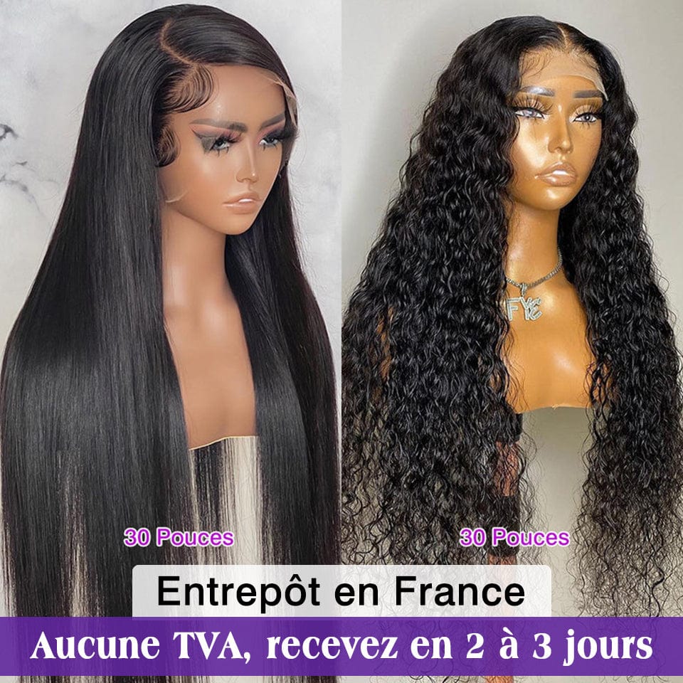 AILUXY À PRIX CASSÉ 2 Perruque 13x4 Lace Frontal lisse et 4x4 Lace Closure Deep Wave