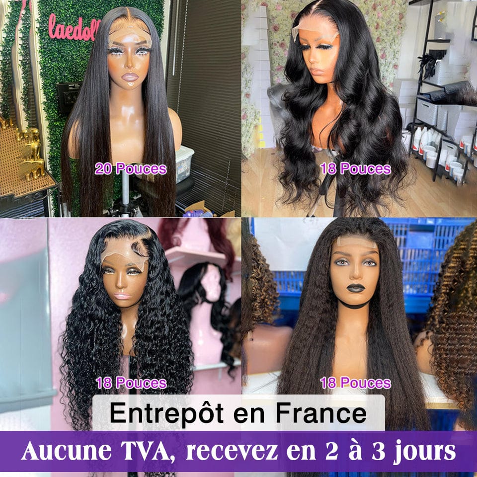 AILUXY À PRIX CASSÉ 4 Perruque Longue 4x4 Lace Closure Lisse, Body wave, Deep wave, Kinky lisse