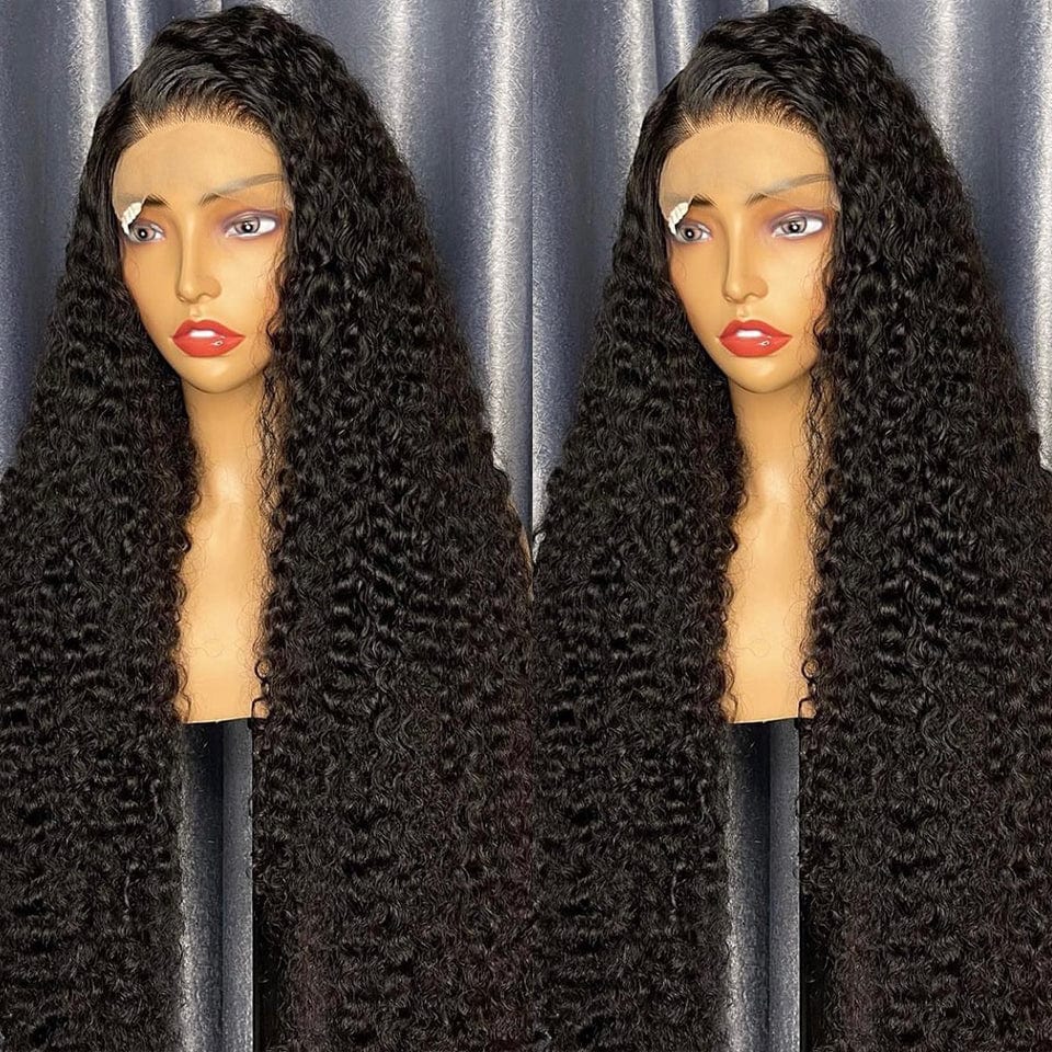 AILUXY 4x4 Lace Closure Perruque Bouclée Longue Noir 200% densité