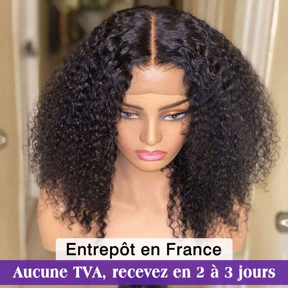 AILUXY T Part Bouclé Bob Perruque 100% Cheveux Humains