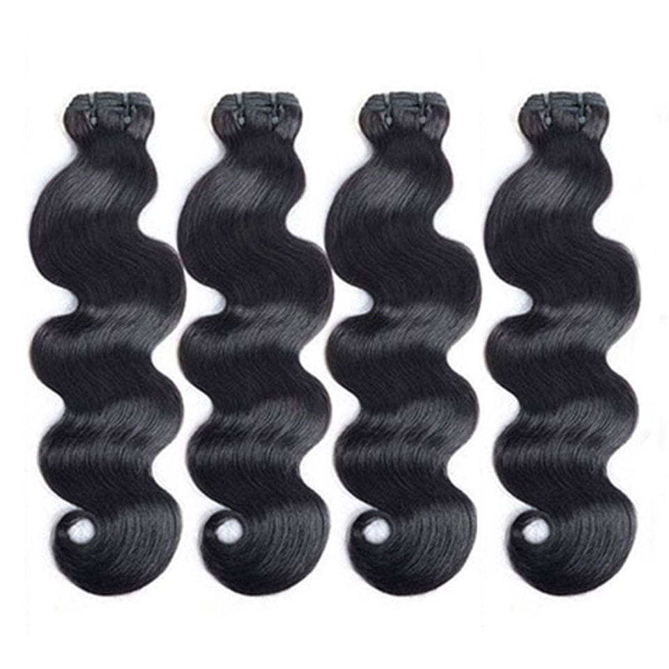 AILUXY 4 Paquets Avec 4x4 Lace Closure Body Wave Noir