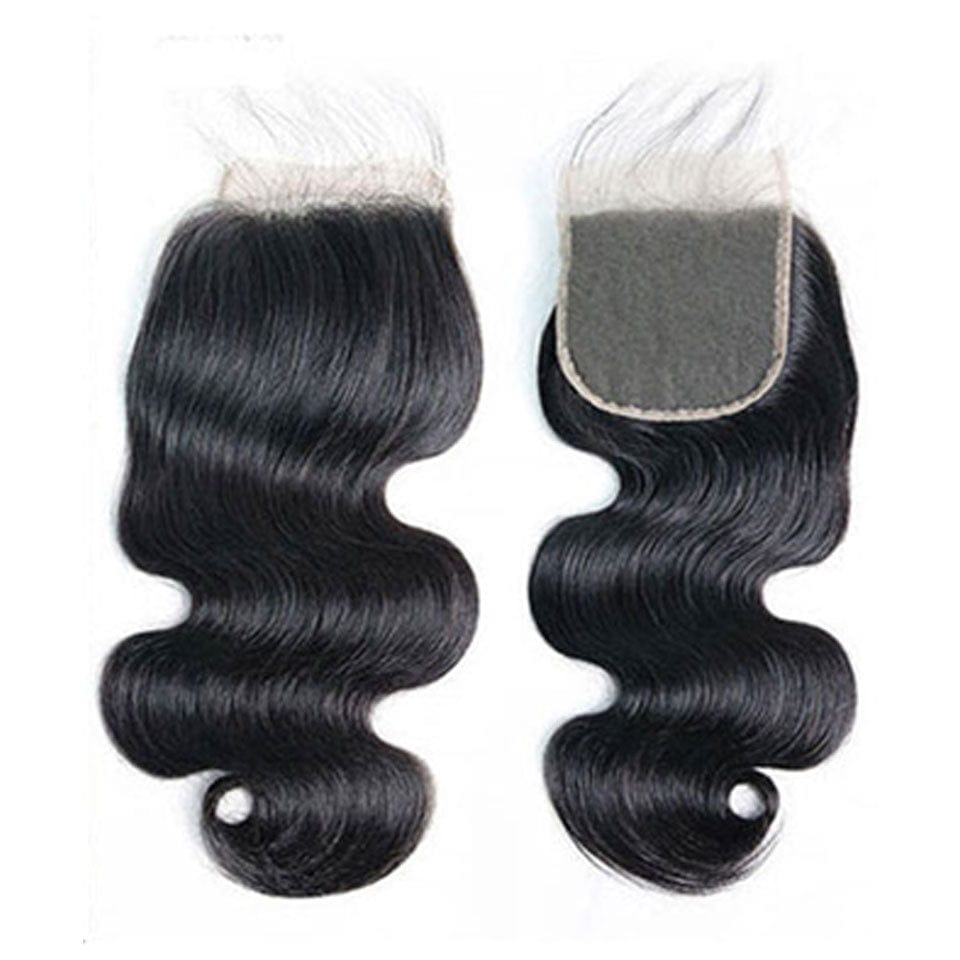 AILUXY 4 Paquets Avec 4x4 Lace Closure Body Wave Noir