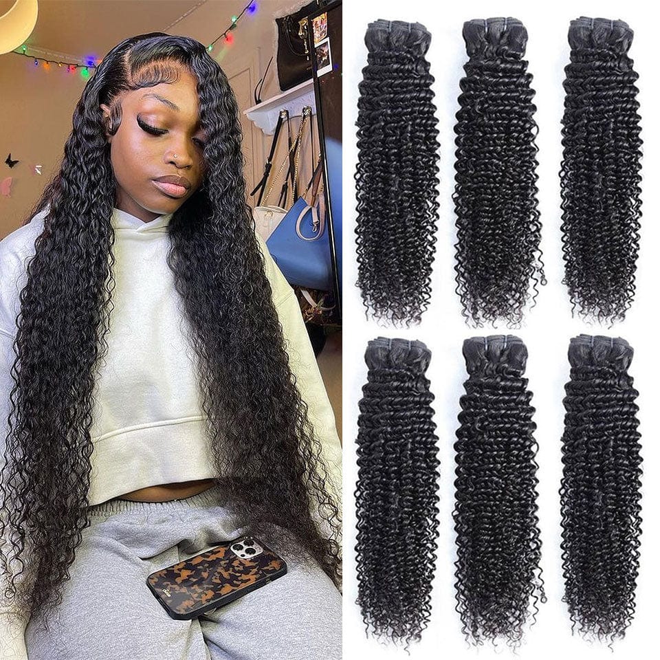 AILUXY Tissage Bouclé Noir 3 Paquets 100% Cheveux Humains