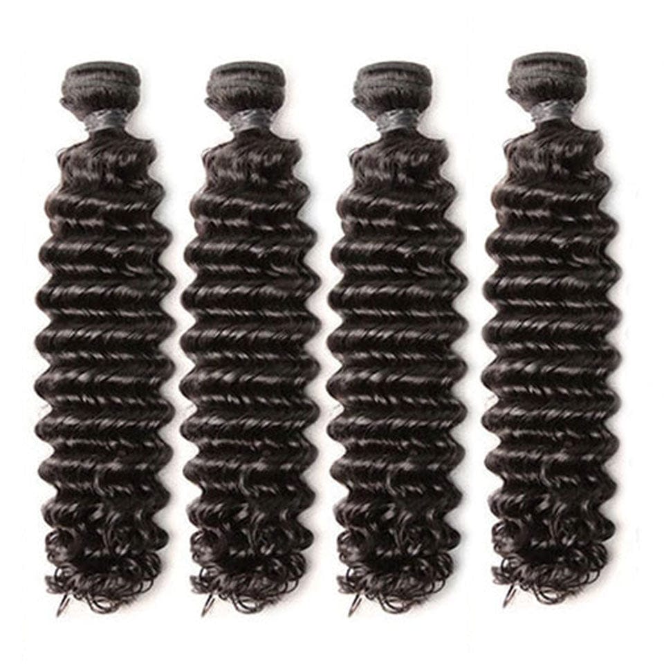 AILUXY Tissage Deep Wave Noir 4 Paquets 100% Cheveux Humains