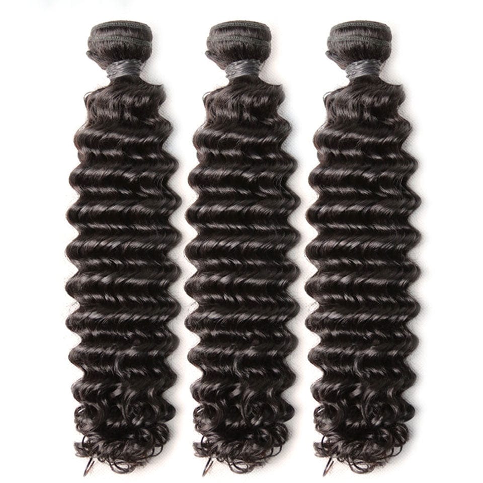 AILUXY Tissage Deep Wave Noir 3 Paquets 100% Cheveux Humains