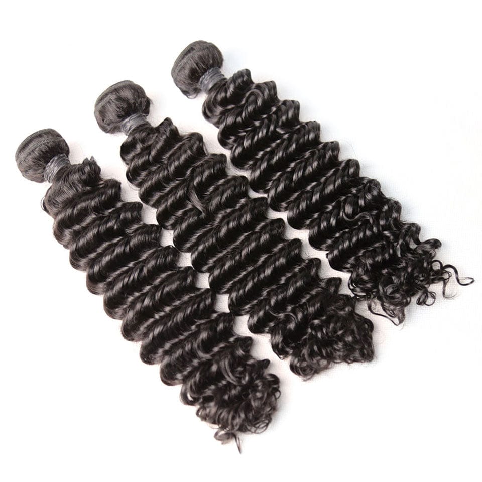 AILUXY Tissage Deep Wave Noir 3 Paquets 100% Cheveux Humains