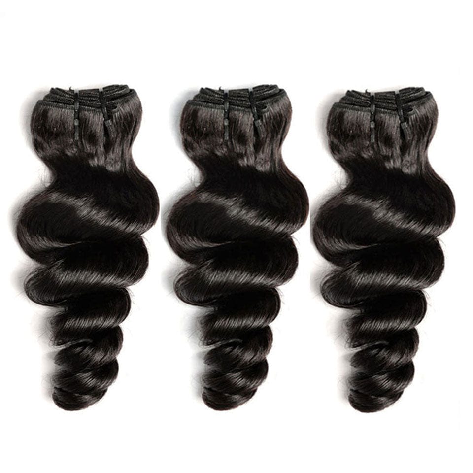 AILUXY Tissage Loose Wave Noir 3 Paquets 100% Cheveux Humains