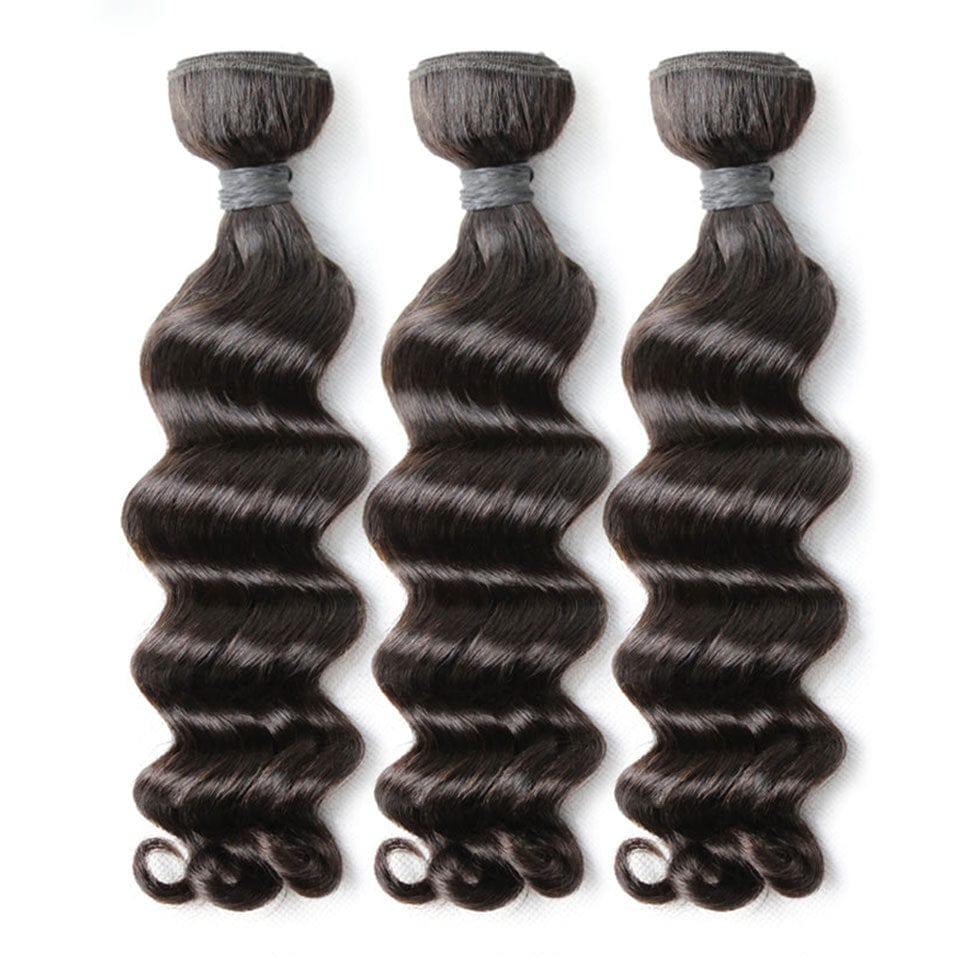 AILUXY Tissage Natural Wave Noir 3 Paquets 100% Cheveux Humains