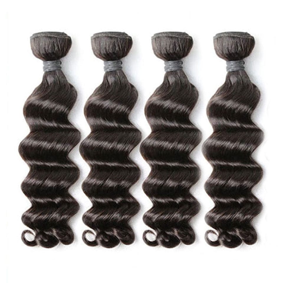 AILUXY Tissage Natural Wave Noir 4 Paquets 100% Cheveux Humains