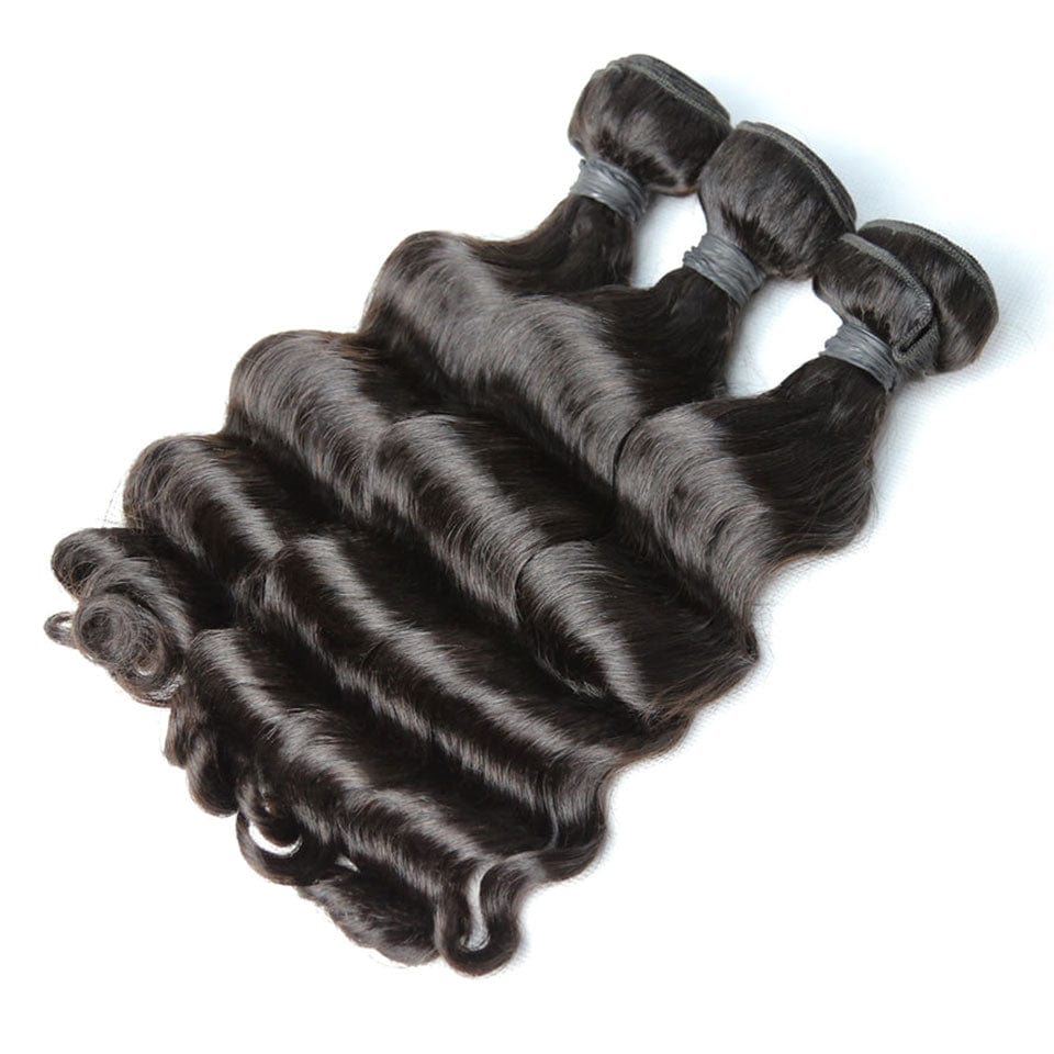 AILUXY Tissage Natural Wave Noir 3 Paquets 100% Cheveux Humains